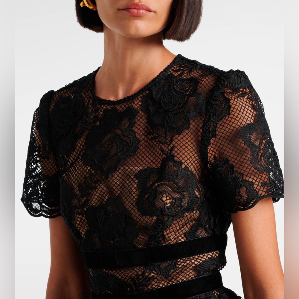 Self-Portrait Black and Cream A-Line Midi Dress - Picture 4 of 6